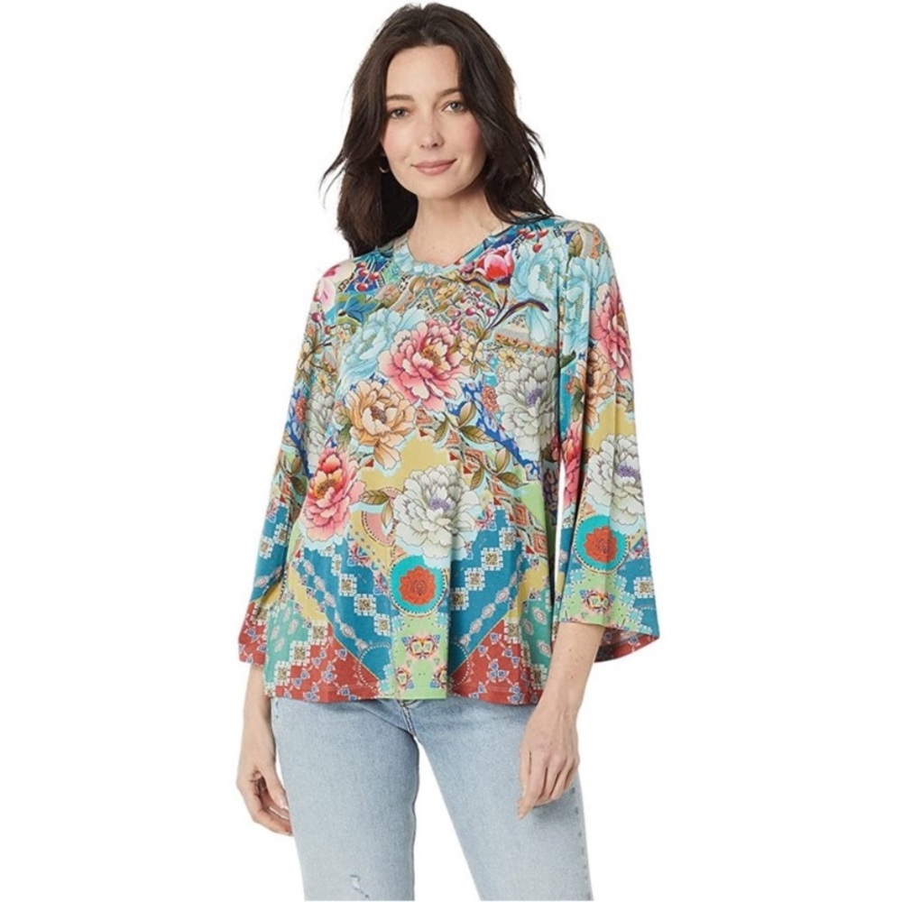 Johnny Was Prisma Kimono Sleeve Tunic Top Size Small